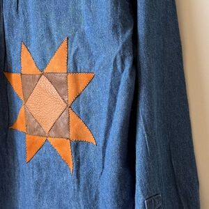 ⭐️ Upcycled Patchwork SUEDE Leather Denim Button Shirt Vintage Handmade